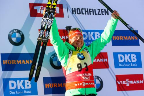 Laura Dahlmeier (Germany) celebrates one of her 5 golds at the Biathlon Worlds